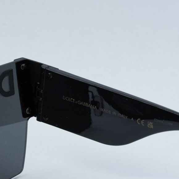 Dolce & Gabbana DG2233 01/87 Sunglasses Black Shield Frame, Grey Lenses main image 4